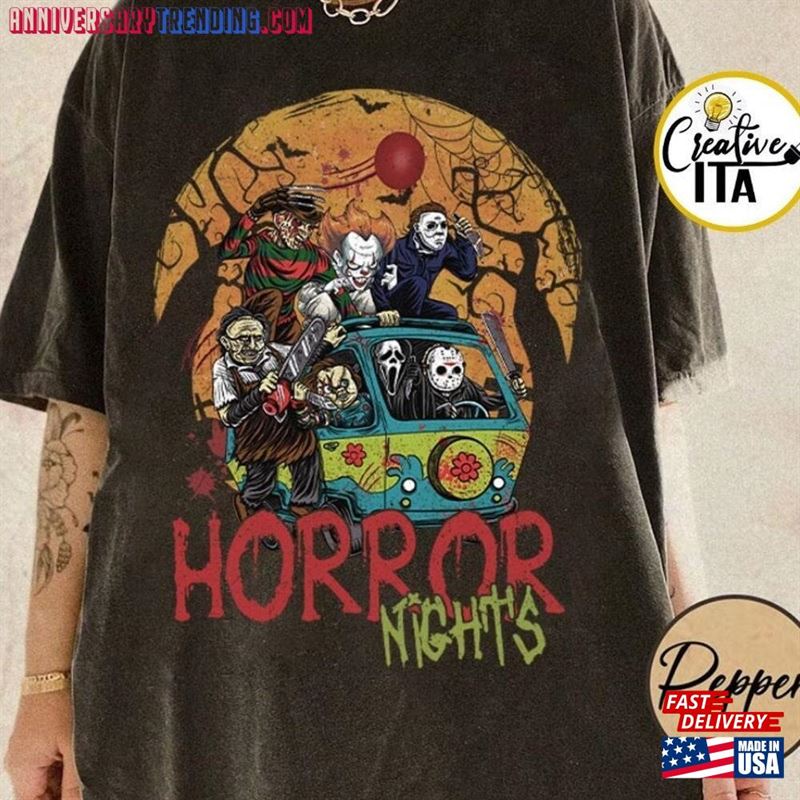 Personalized Vintage Universal Studios Halloween Horror Nights Shirt Retro Scary Movie Characters T-Shirt Unisex