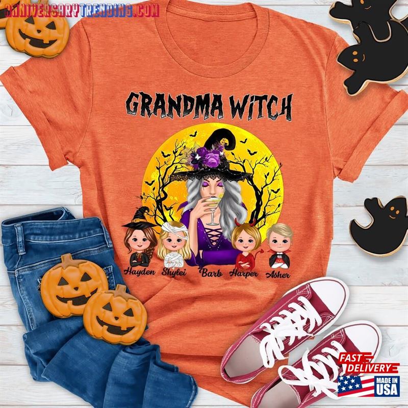 Personalized Witch Grandma Grandkids Halloween Shirt Sweatshirt I’m Magical Hoodie T-Shirt