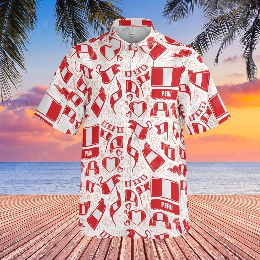 Peru Flag Pattern Hawaii Shirt