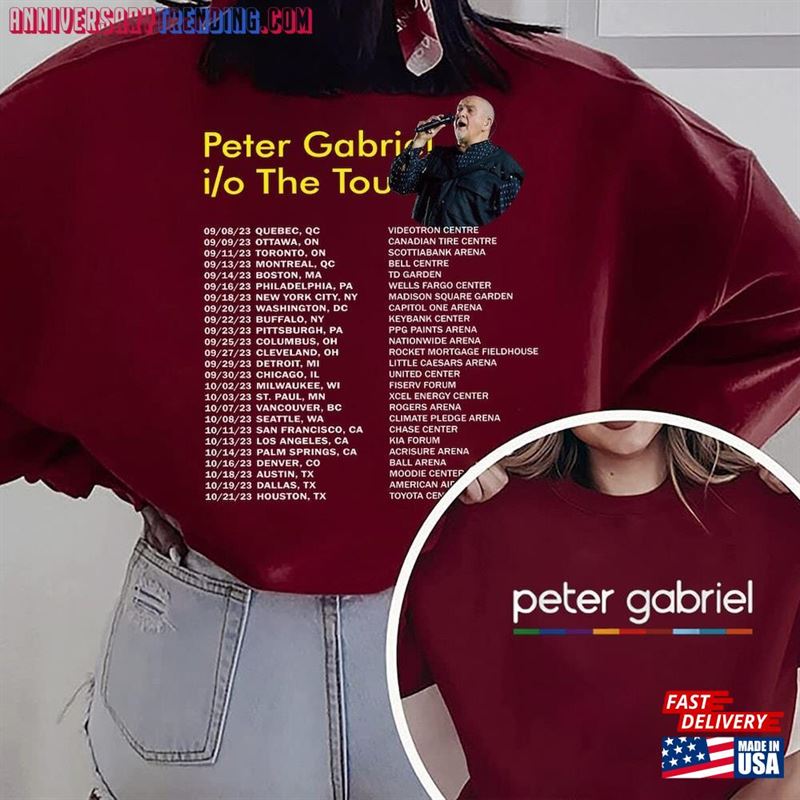 Peter Gabriel I O The Tour T-Shirt Concert Shirt Us Classic