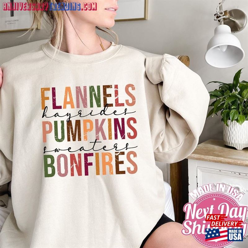 Pumpkin Fall Sweatshirt Shirt For Women Halloween Flannel Patch Crewneck Hoodie Unisex