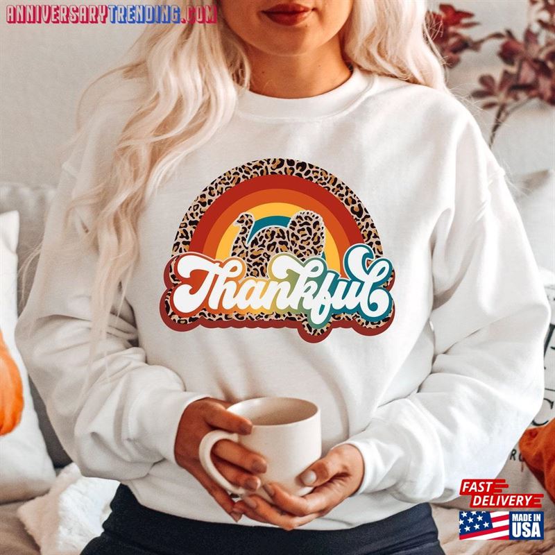 Rainbow Thankful Fall Pumpkin Sweatshirt Thanksgiving Shirt Hoodie Unisex