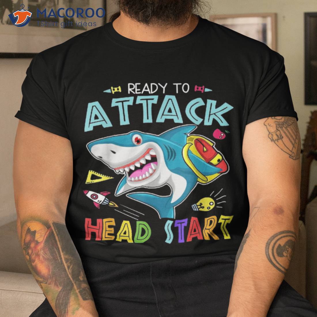 Ready To Attack Head Start Boy Back School Sea Animal Shirt