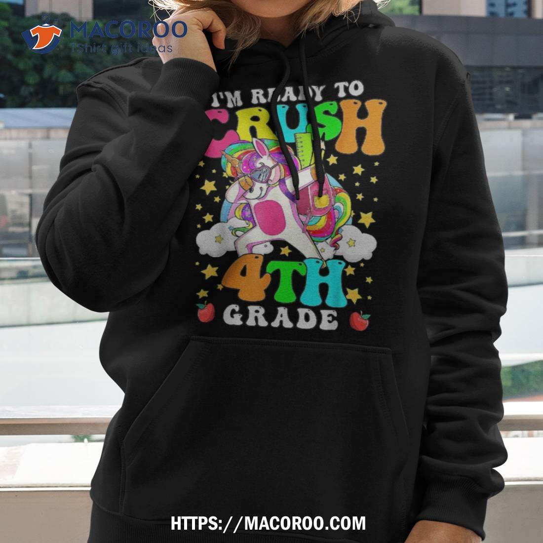 Ready To Crush 4th Grade Cute Unicorn Back School Girls Shirt