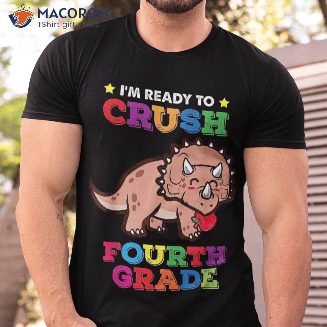 Ready To Crush 4th Grade Triceratops Dinosaur Back School Shirt