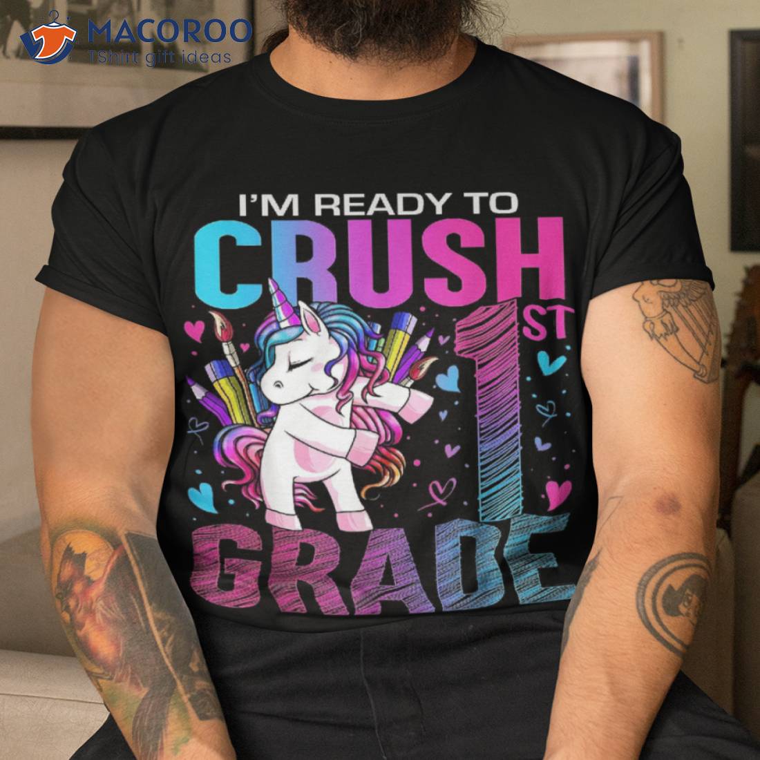 Ready To Crush First 1st Grade Back School Unicorn Kids Shirt