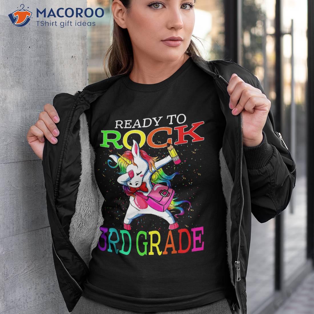 Ready To Rock 3rd Grade Dabbing Unicorn Back School Shirt