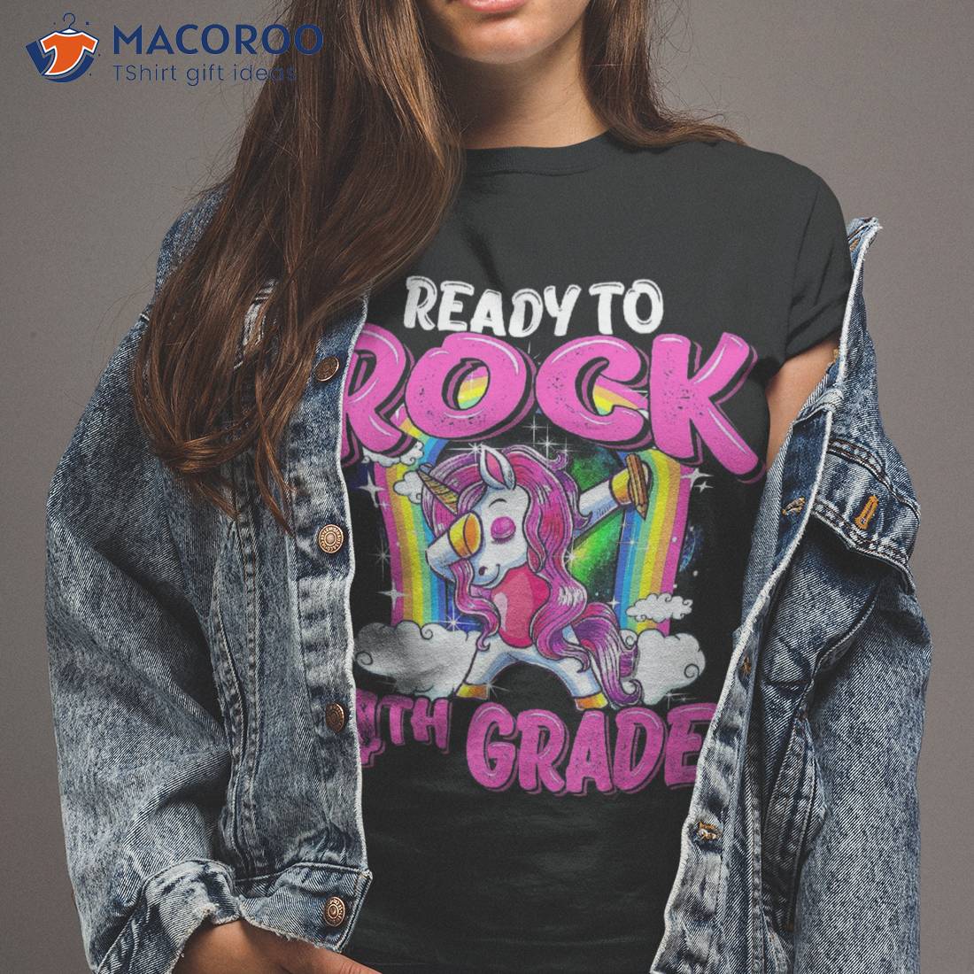 Ready To Rock 4th Grade Dabbing Unicorn Back School Girls Shirt