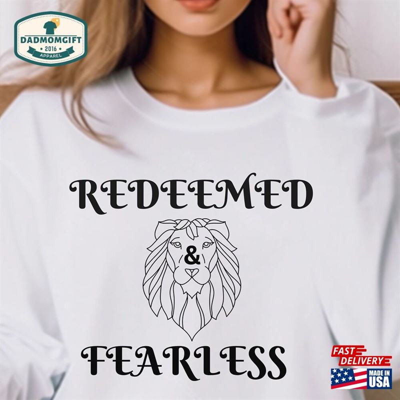 Redeemed And Fearless Family Shirt Designs Christian Fashion Gifts For Women Bible Verse Unisex Classic