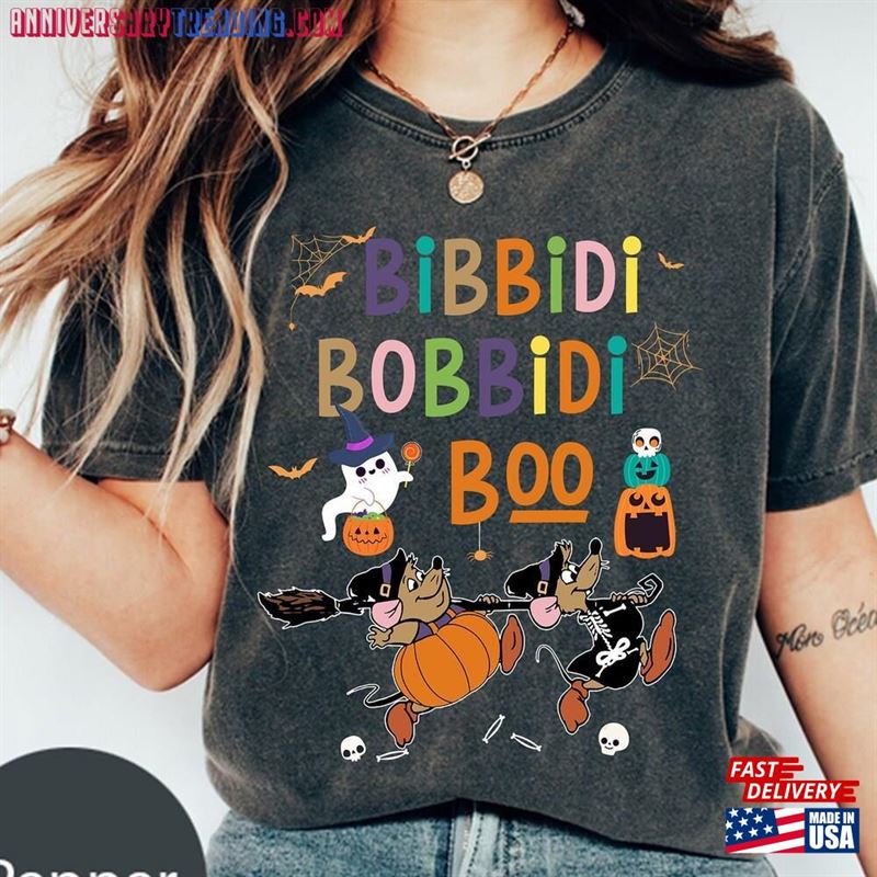 Retro Bibbidi Bobbidi Boo Halloween Comfort Colors Shirt Jaq And Gus Pumpkin Unisex Hoodie