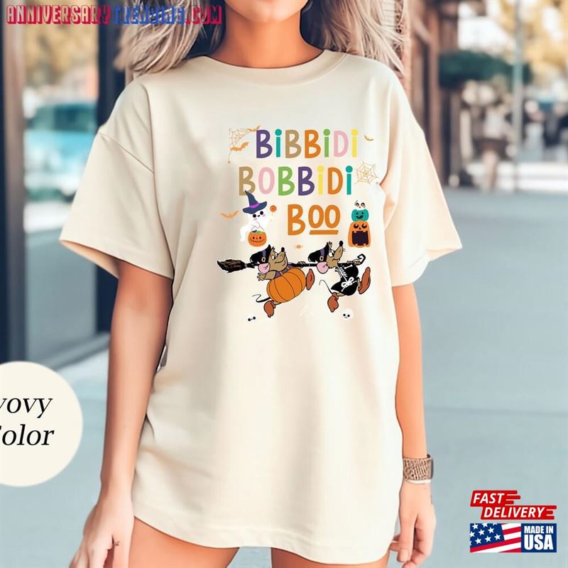 Retro Bibbidi Bobbidi Boo Halloween Comfort Colors Shirt Jaq And Gus Pumpkin Unisex Hoodie