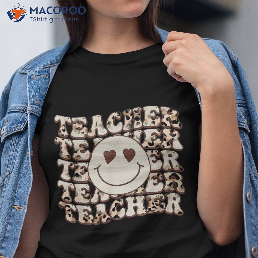 Retro Groovy Teacher Inspirational Leopard Back To School Shirt