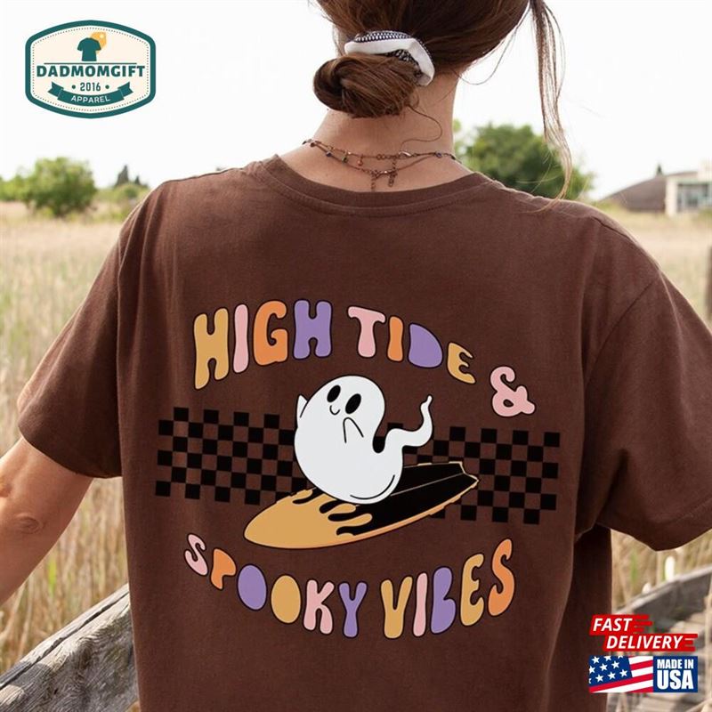 Retro Halloween Shirt Skating Ghost Checkerboard Tee Vintage Spooky Season Tees Sweatshirt T-Shirt