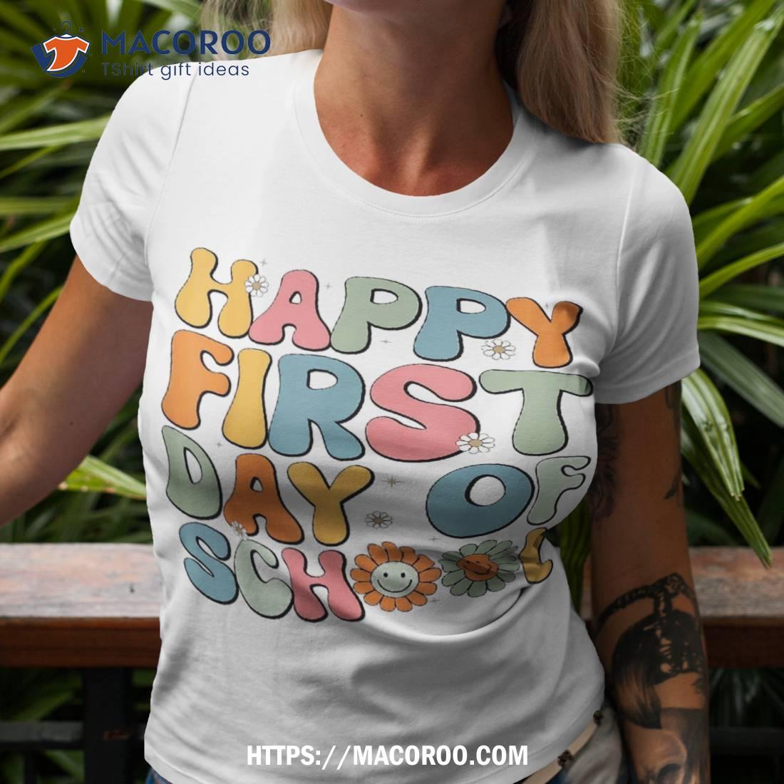 Retro Happy First Day Of School Teachers Kids Back To Shirt