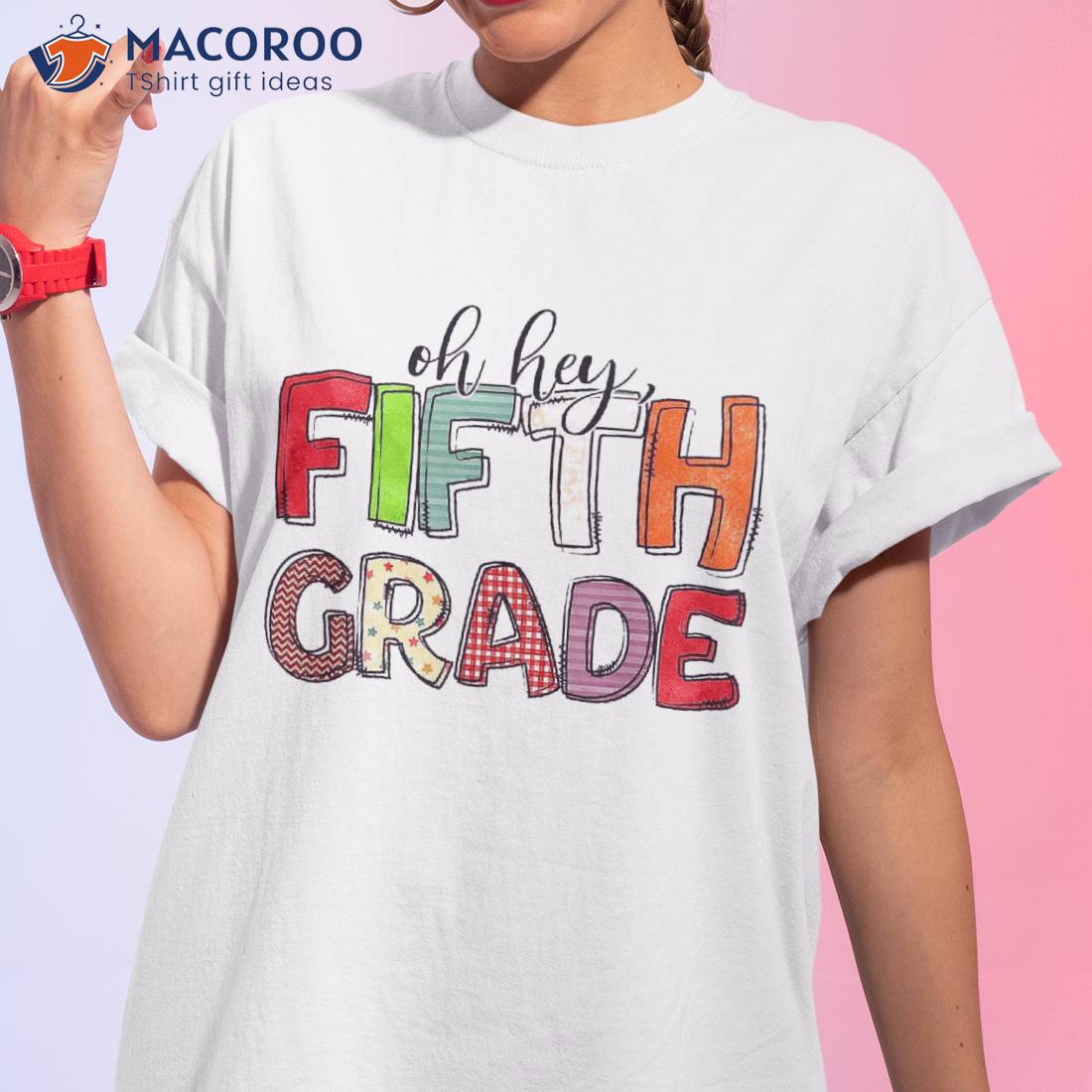 Retro Oh Hey Fifth Grade Back To School Girls Kids Shirt