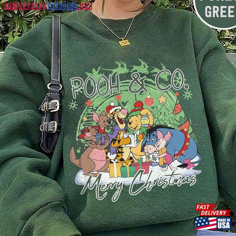 Retro Pooh Co Merry Christmas Shirt Winnie And Friends Sweatshirt Hoodie