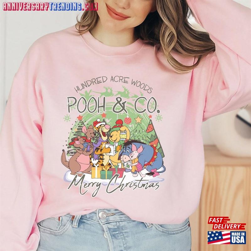 Retro Pooh Co Merry Christmas Shirt Winnie And Friends Sweatshirt Hoodie