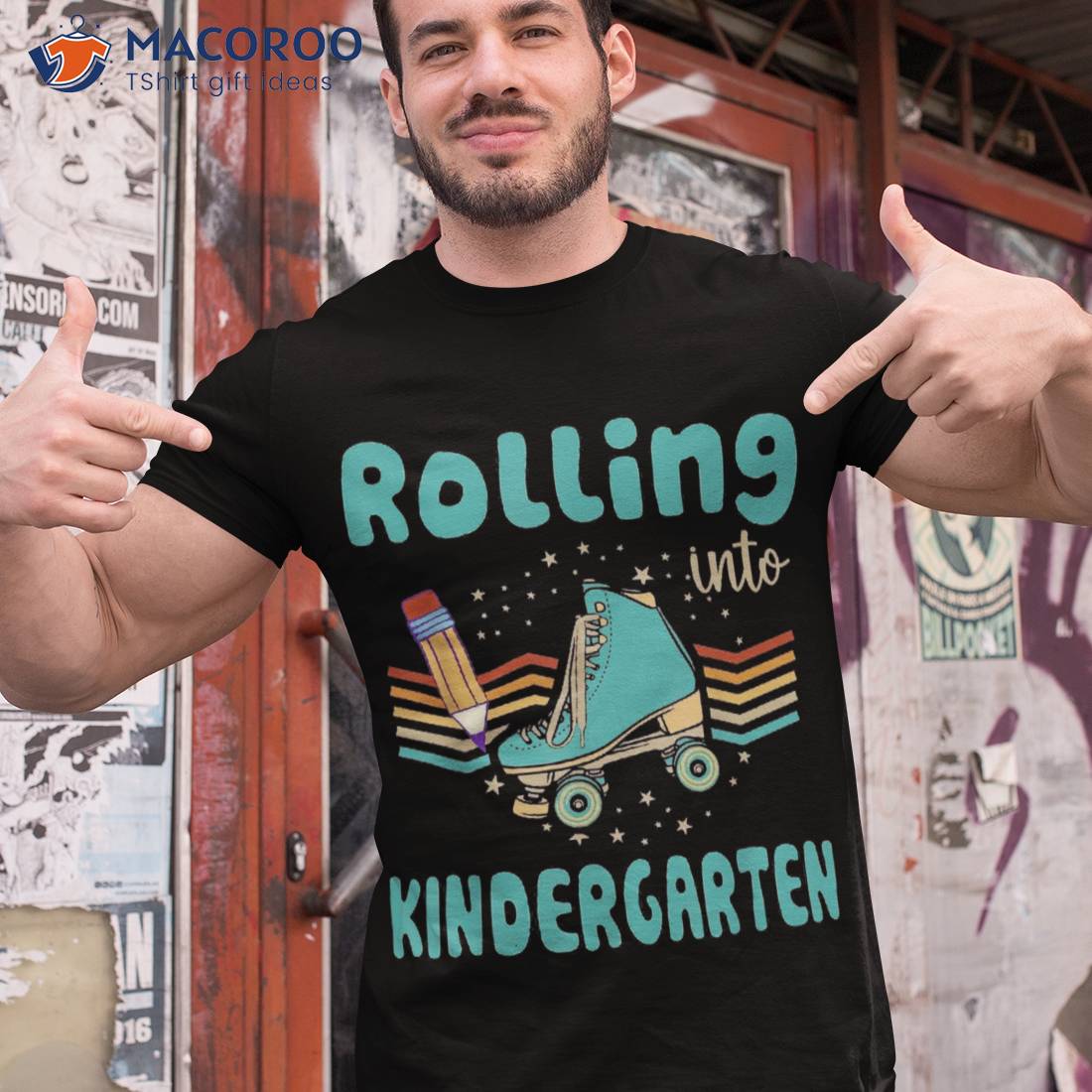 Retro Rolling Into Kindergarten Back To School Roller Skate Shirt