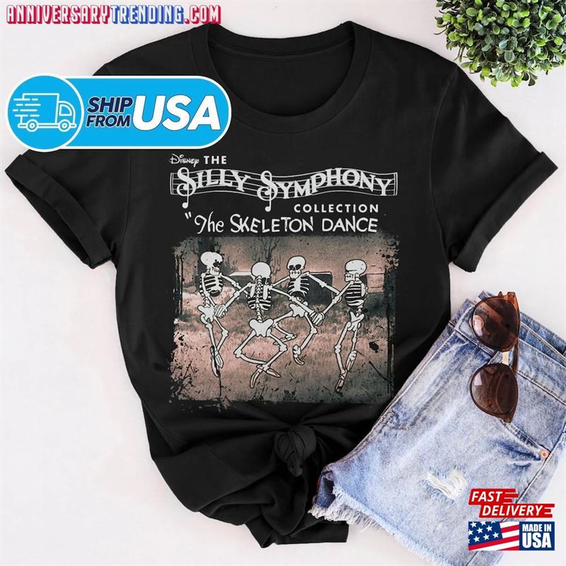 Retro Symphony Skeleton Dancing Halloween T-Shirt Shirt Music Not So Scary Party Sweatshirt Hoodie