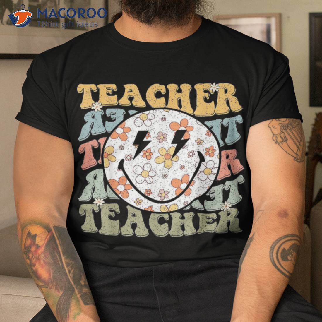 Retro Teacher Daisy Colorful – Eletary School Shirt