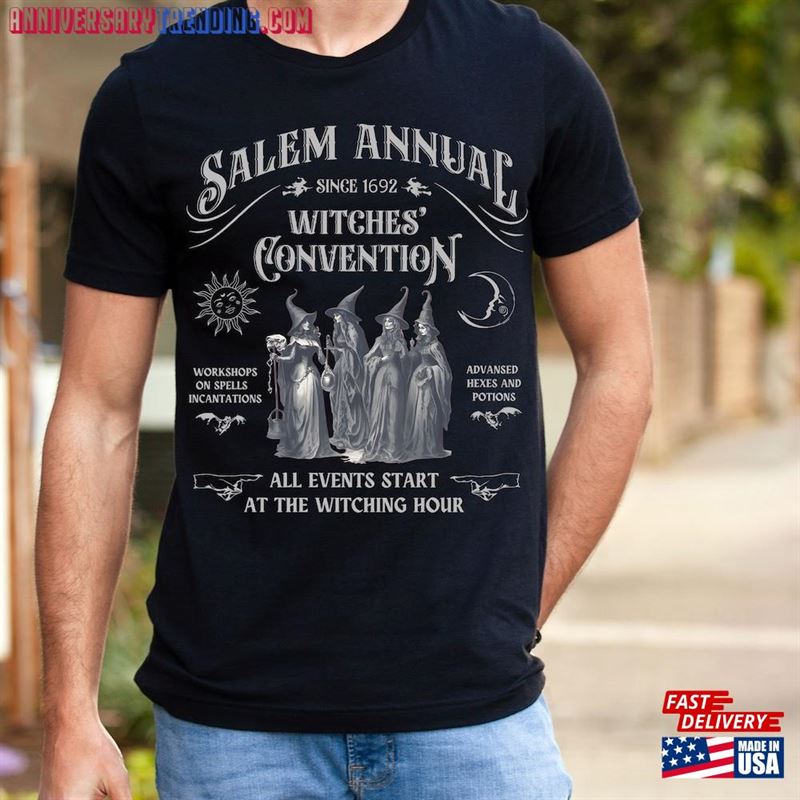 Salem Witch Convention Halloween T-Shirt Halloweentown Sweatshirt Ladies Ghost Tee Classic