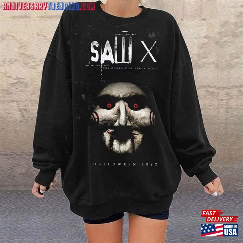 Saw X Movie 2023 T-Shirt Horror Poster Head Trap Jigsaw Vintage Shirt Unisex