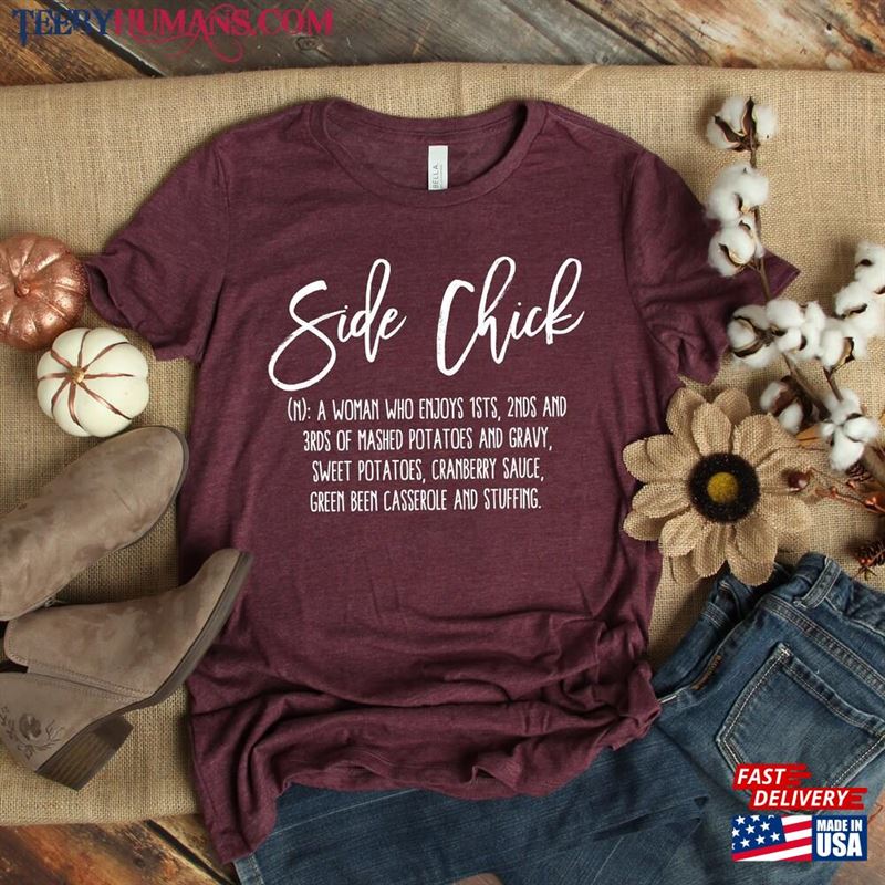 Side Chick Shirt Hello Pumpkin Rainbow Thanksgiving Food T-Shirt Sweatshirt