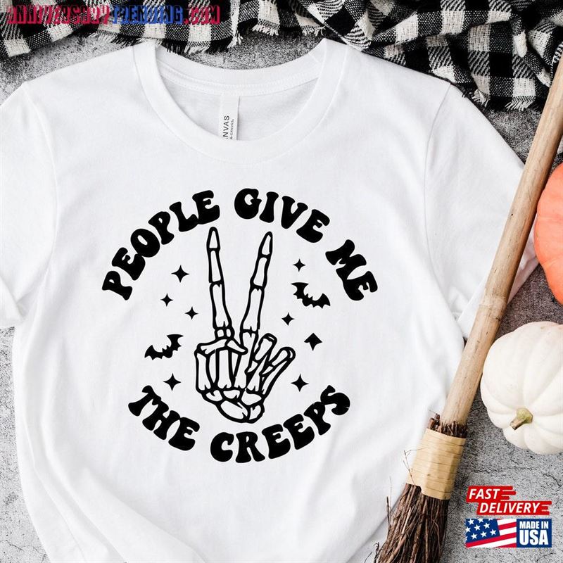 Skeleton Hand Peace Sign Halloween Shirt Gift Creepy Unisex Sweatshirt