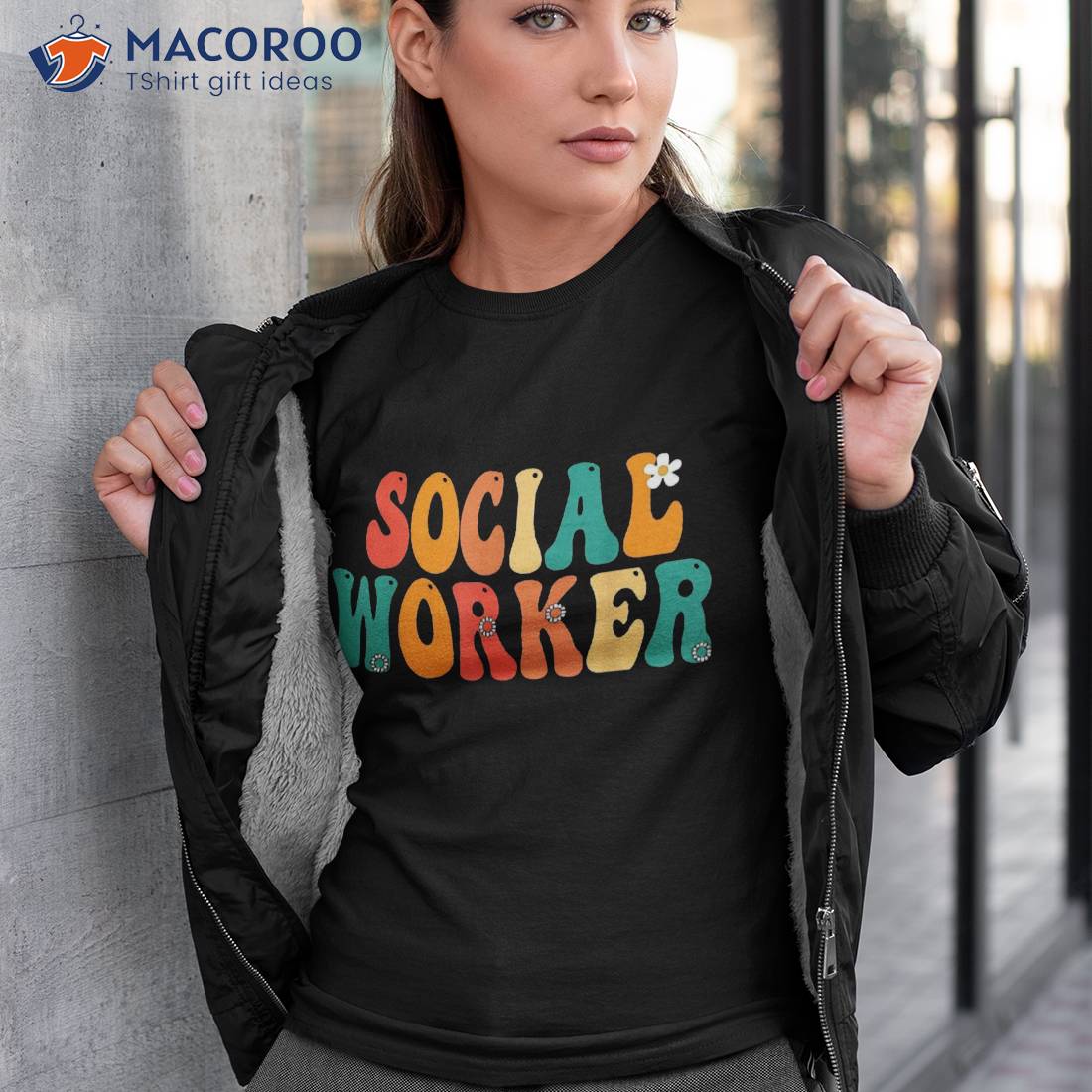 Social Worker Retro Groovy Vintage Happy First Day Of School Shirt