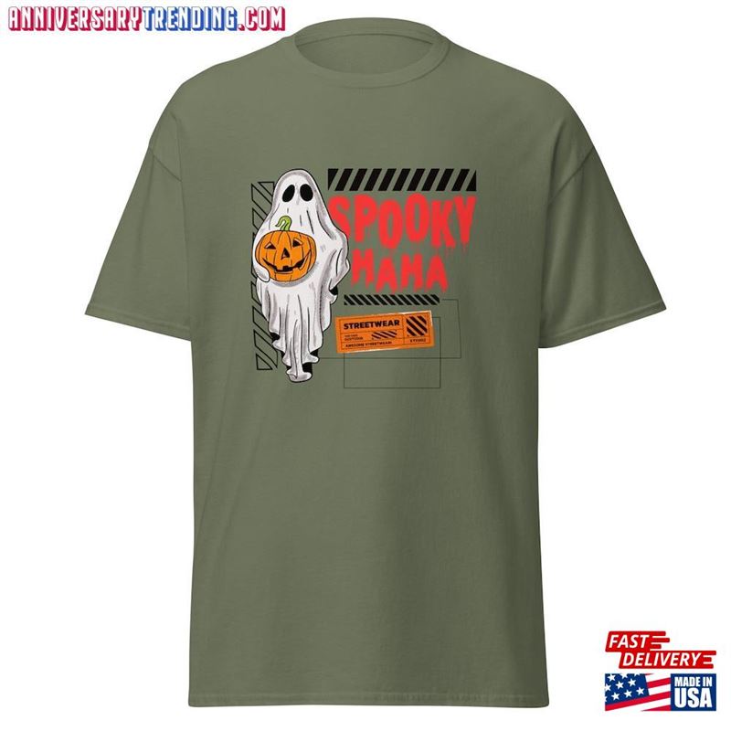 Spoocky Mama Haha Funny Design Halloween Party Horror Sweatshirt Classic