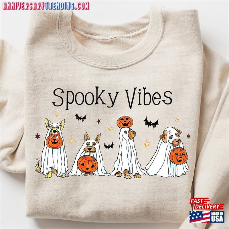 Spooky Vibes Halloween Sweatshirt Ghost Dog T-Shirt Classic