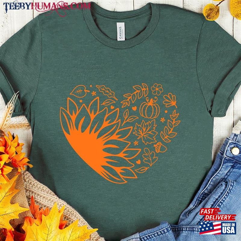 Sunflower Thanksgiving Shirt Gift For Pumpkin Love Tee Sweatshirt T-Shirt