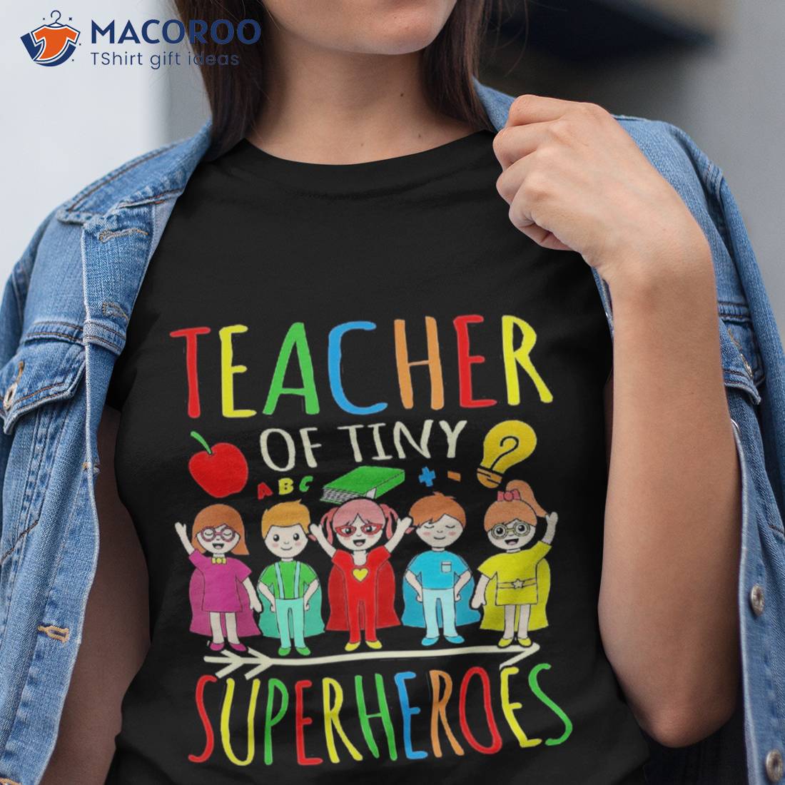 Teacher Of Tiny Superheroes First Day Back To School Graphic Shirt