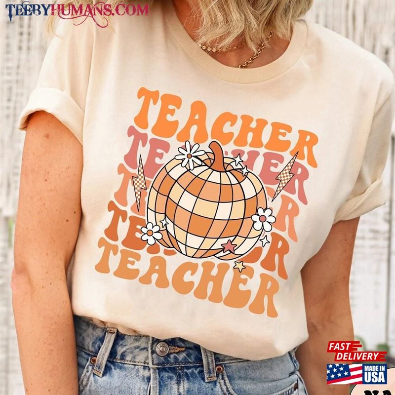 Teacher Shirt Retro Fall Vibes Sweatshirt Classic