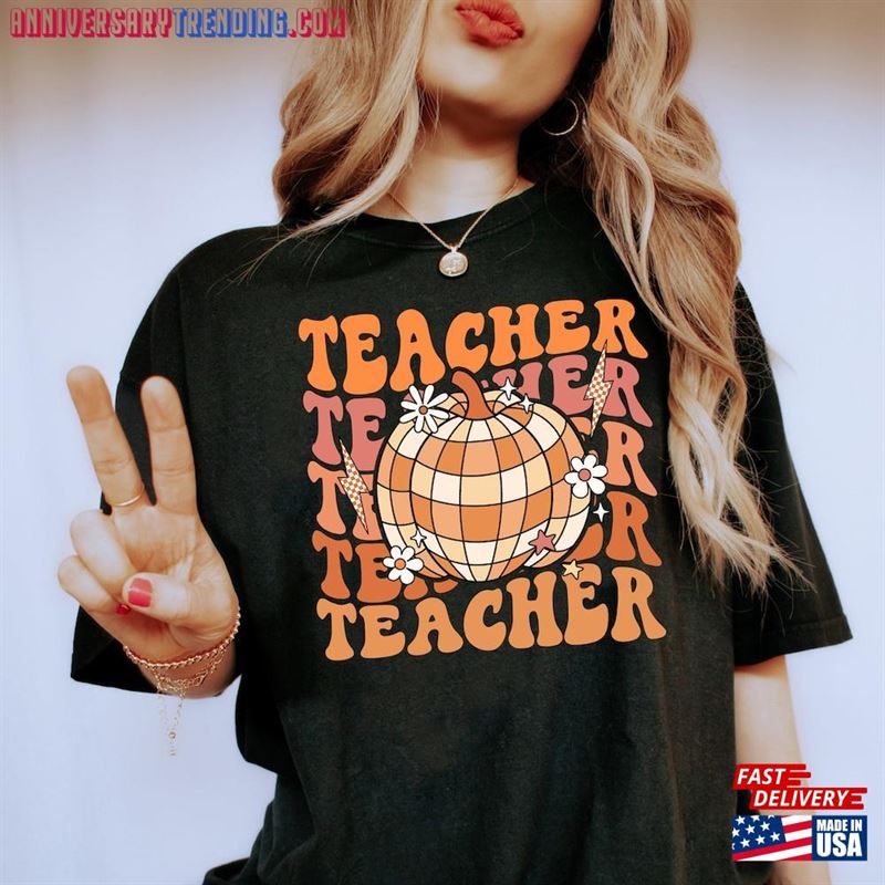 Teacher Shirt Retro Fall Vibes Unisex Classic