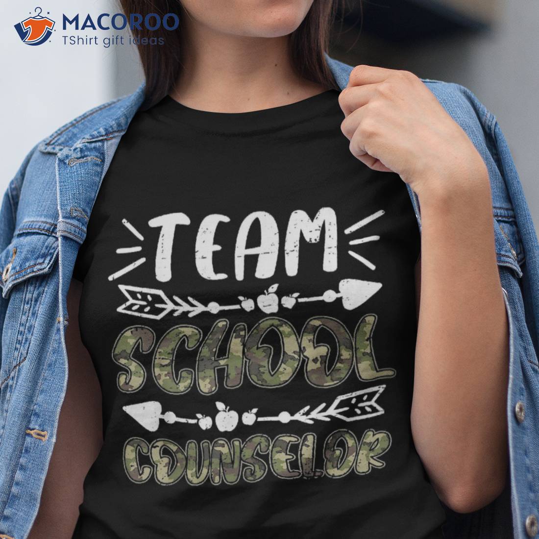 Team School Counselor Camo Teacher Student Back To Shirt