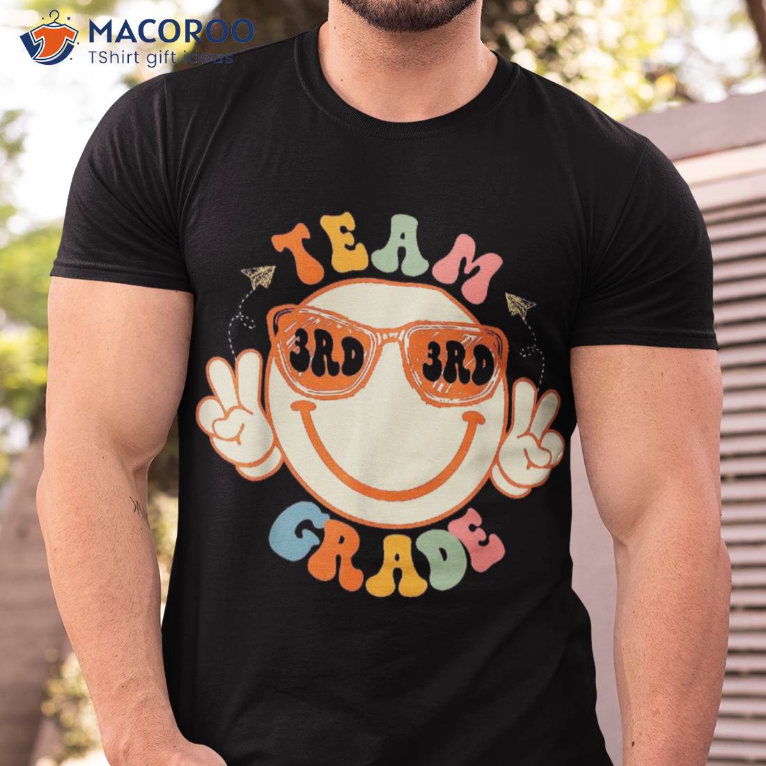 Team Third Grade Hippie Smile Face Glasses Back To School Shirt