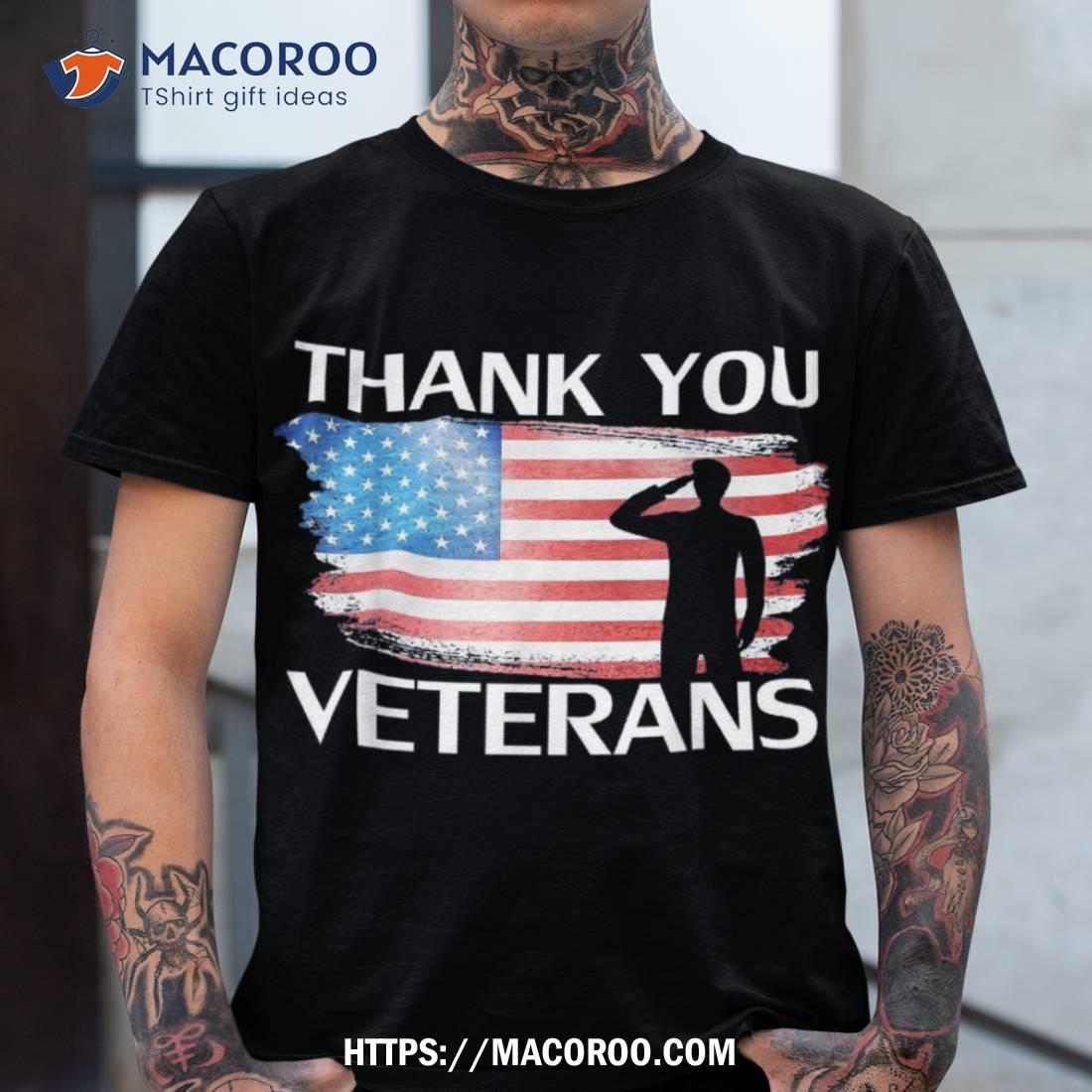 Thank You Veterans Combat Boots Dog Tags Veteran Day Shirt