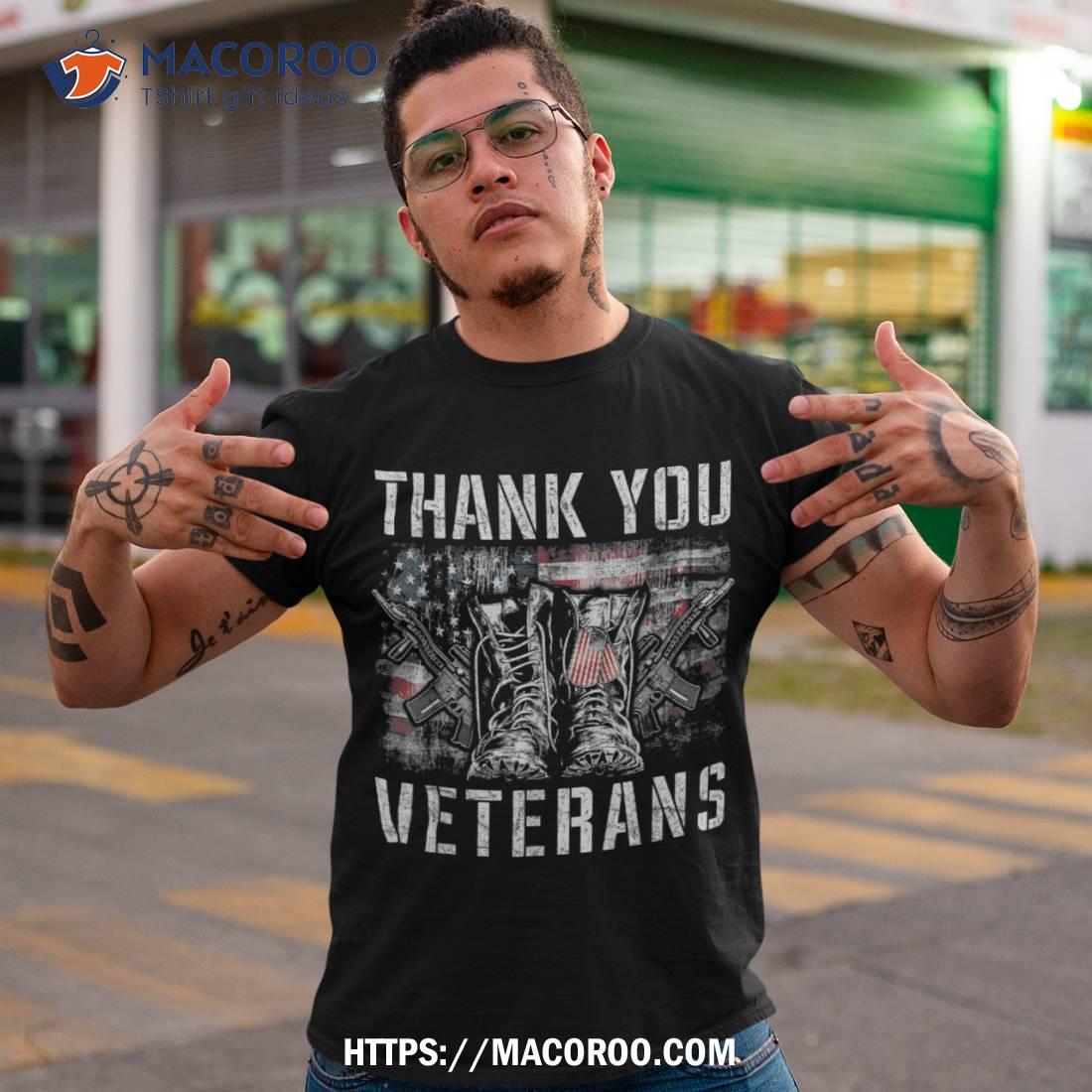 Thank You Veterans Combat Boots Veteran Day American Flag Shirt