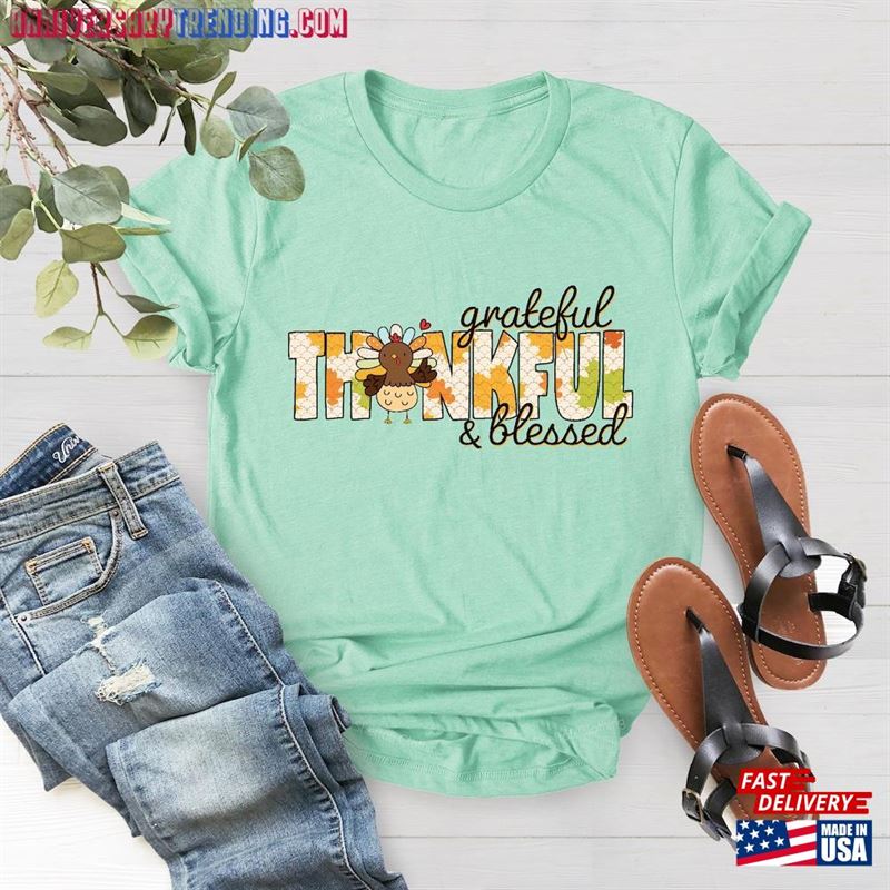 Thankful And Turkey Shirt Thanksgiving Family Shirts Fall T-Shirt Unisex