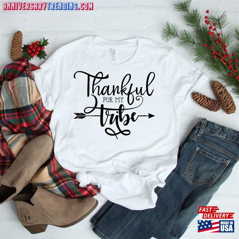 Thankful For My Tribe Shirt Family Thanksgiving Unisex Hoodie