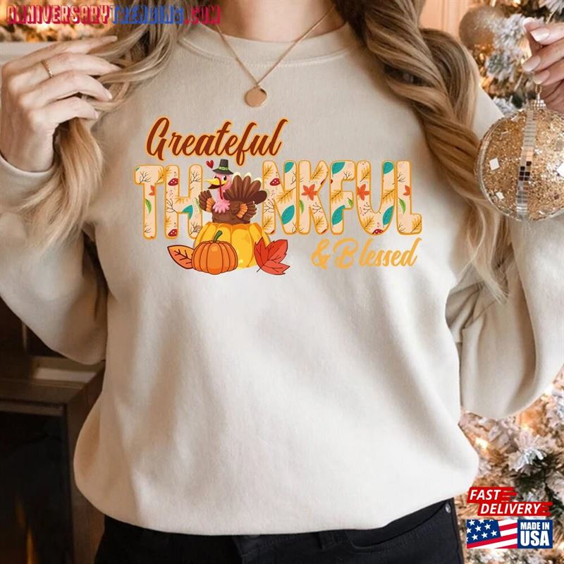 Thankful Grateful Blessed With Turkey Shirt T-Shirt Unisex