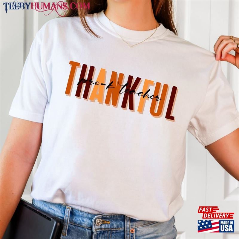 Thankful Pre K Teacher Comfort Colors Classic Hoodie