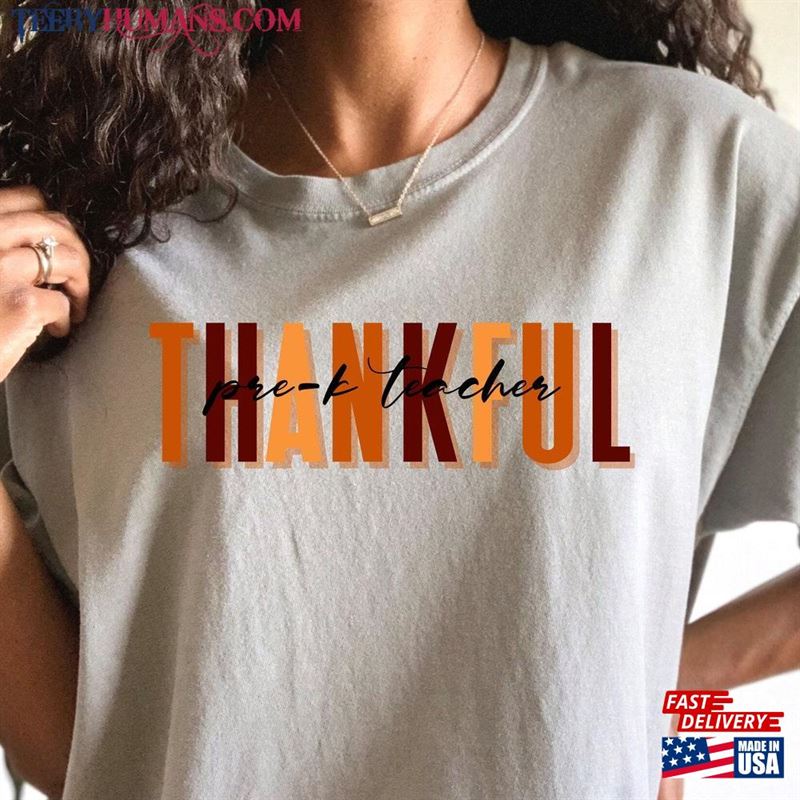 Thankful Pre K Teacher Comfort Colors Hoodie Unisex