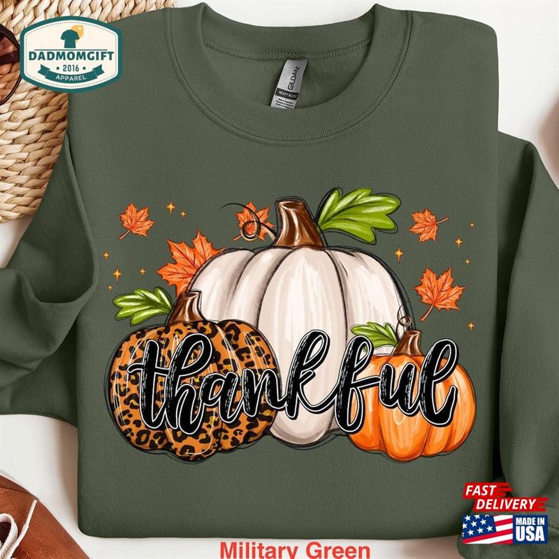 Thankful Shirt Leopard Pumpkin Sweatshirt T-Shirt Unisex