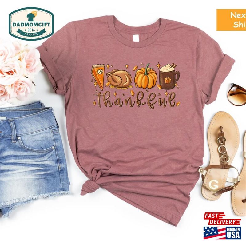 Thankful T-Shirt Autumn Shirt For Women Pumpkin Spice Tshirt Hoodie Classic