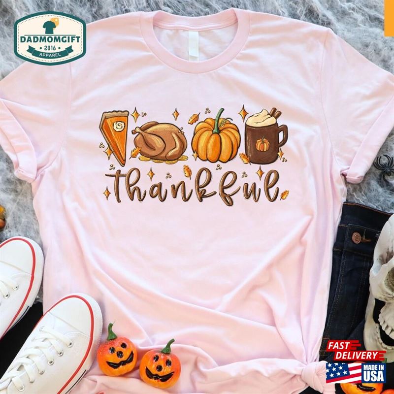 Thankful T-Shirt Autumn Shirt For Women Pumpkin Spice Tshirt Hoodie Classic