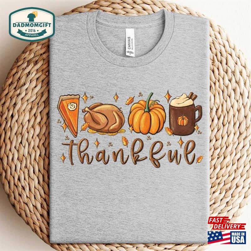 Thankful T-Shirt Vintage Thanksgiving Shirt Pumpkin Pie Tee Sweatshirt Classic