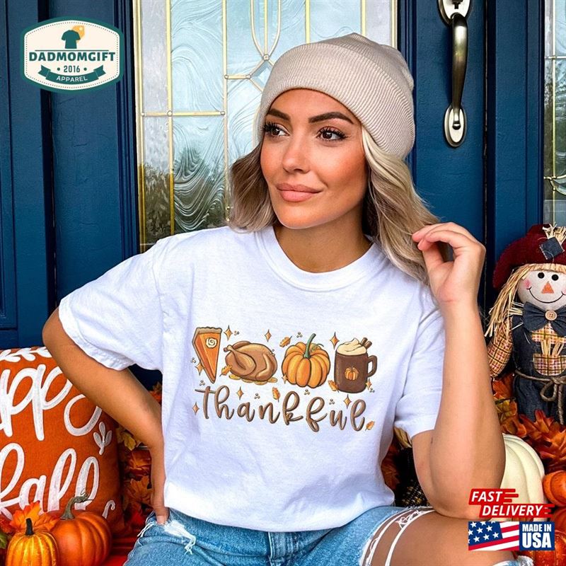 Thankful T-Shirt Vintage Thanksgiving Shirt Pumpkin Pie Tee Sweatshirt Classic