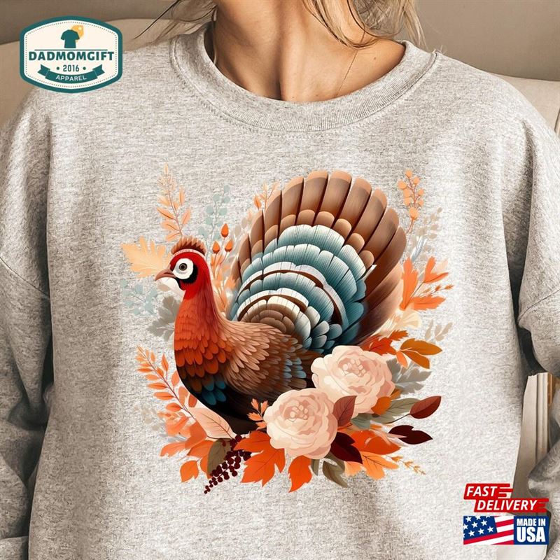 Thanksgiving Boho Floral Autumn Sweatshirt Watercolor Shirt Gifts T-Shirt Unisex